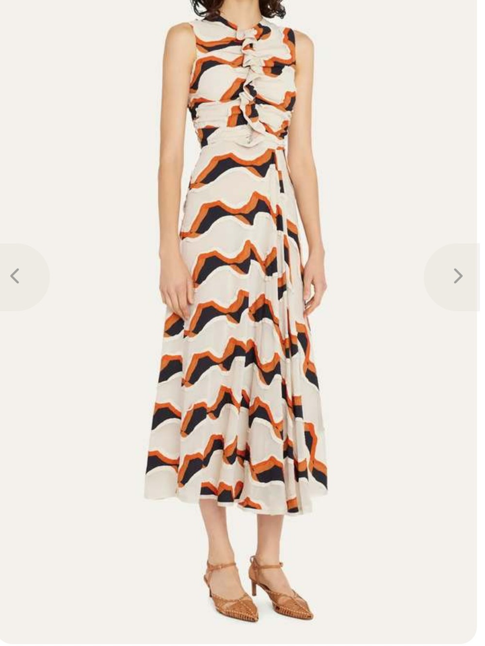 Ulla Johnson Conch Dress Cream Geometric with Subtle Beige Blue Tone - Picture 6 of 15